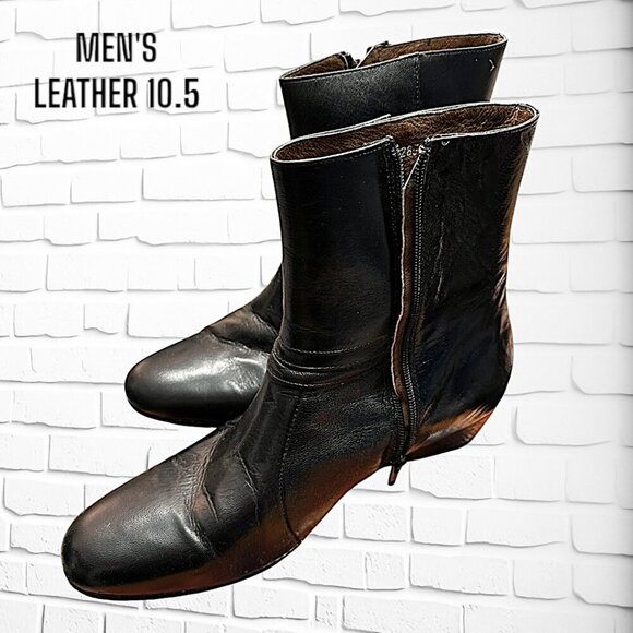 Stunning Men's Leather Short with Side Zip Ankle Boots - 10.5 - Picture 2 of 9